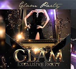 酷黑风格的豪华派对海报/传单模板：Glam Party